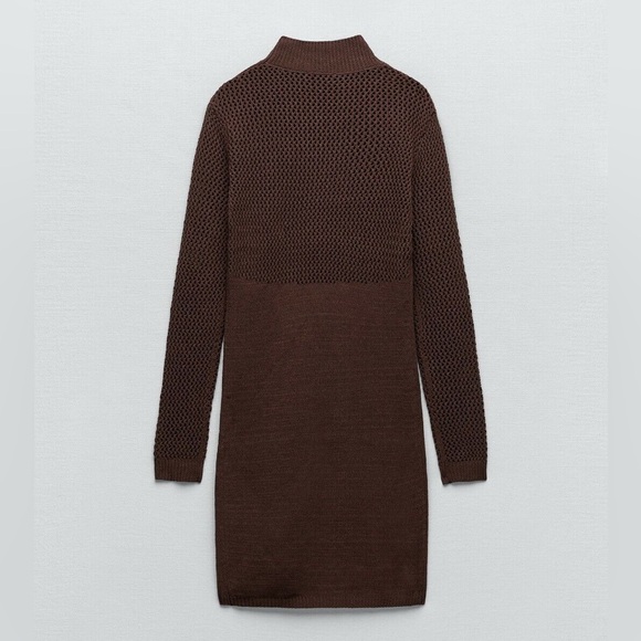 Zara Brown Chenille Dress with Cutwork - Picture 7 of 7